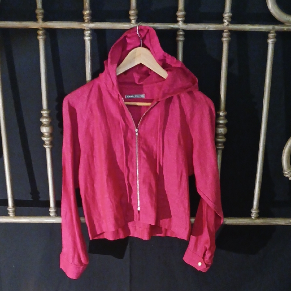 Anna Huling Fuschia Linen Hoody